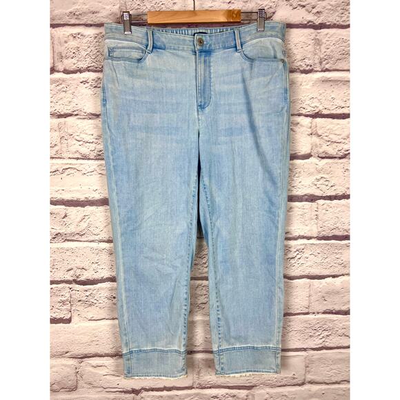 J. JILL DENIM Women's 16T Tall Blue Authentic Fit Crop Light Wash Raw Hem Jeans - Picture 2 of 10